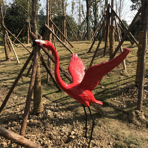 Fiberglass flamingo sculpture