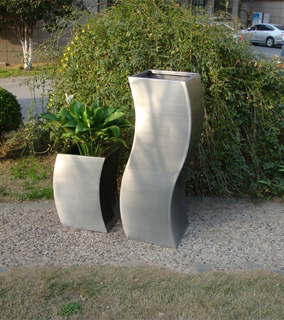 FO-9008 Stainless Steel Curved Flowerpot 