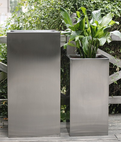 FO-9006 Stainless Steel Squared Flowerpot 