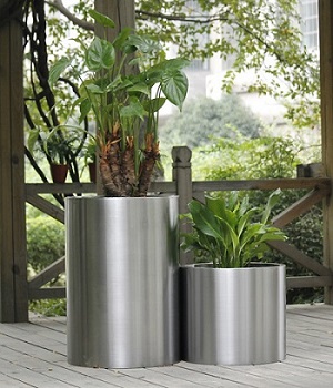 FO-9011 Stainless Steel Cylindrical Flowerpot
